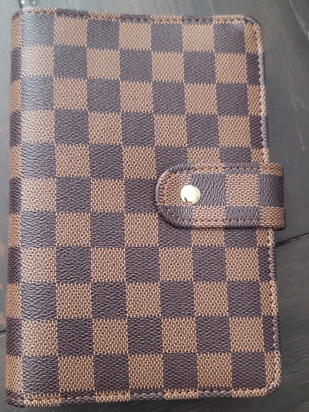 Checkerboard Brown Snap Closure Organizer